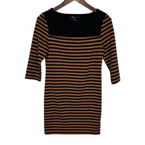 Forever 21 XI Brown Black Striped Shift Dress Women's Small
